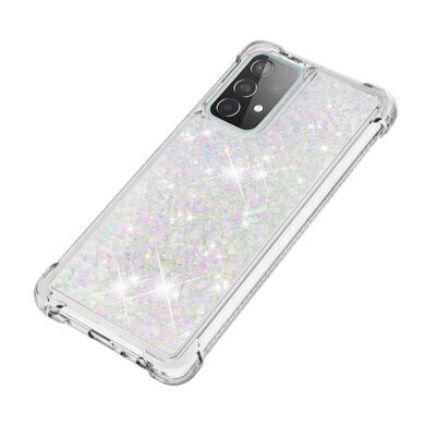 Силиконовый (TPU) чехол Deexe Liquid Glitter для Samsung Galaxy A52 (A525) / A52s (A528) - White