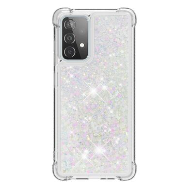 Силиконовый (TPU) чехол Deexe Liquid Glitter для Samsung Galaxy A52 (A525) / A52s (A528) - White