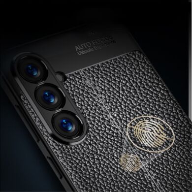 Защитный чехол Deexe Leather Cover для Samsung Galaxy S24 - Black