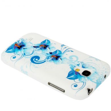 Силиконовая накладка Deexe Flower Pattern для Samsung Galaxy S4 mini (i9190) - Blue Flower