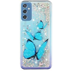 Силіконовий (TPU) чохол Deexe Fashion Glitter для Samsung Galaxy M52 (M526) - Blue Butterflies