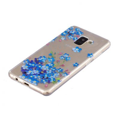 Силиконовый (TPU) чехол Deexe Pretty Glossy для Samsung Galaxy A8+ (A730) - Blue Flowers