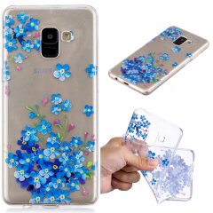 Силіконовий (TPU) чохол Deexe Pretty Glossy для Samsung Galaxy A8+ (A730), Blue Flowers