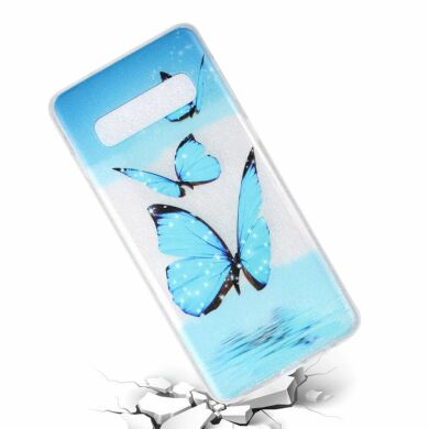 Силиконовый (TPU) чехол Deexe Pretty Glossy для Samsung Galaxy S10 (G973) - Blue Butterfly