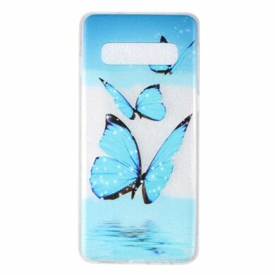Силиконовый (TPU) чехол Deexe Pretty Glossy для Samsung Galaxy S10 (G973) - Blue Butterfly