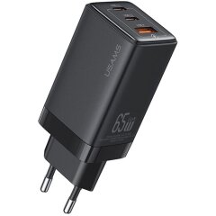 Сетевое зарядное устройство Usams US-CC180 65W ACC 3 Ports GaN - Black
