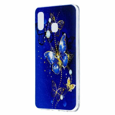 Силиконовый (TPU) чехол Deexe Pretty Glossy для Samsung Galaxy A30 (A305) / A20 (A205) - Blue Butterfly