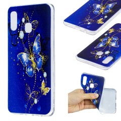 Силиконовый (TPU) чехол Deexe Pretty Glossy для Samsung Galaxy A30 (A305) / A20 (A205) - Blue Butterfly