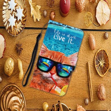 Чехол-книжка Deexe Color Wallet для Samsung Galaxy M11 (M115) - Lovely Cat Wearing Glasses