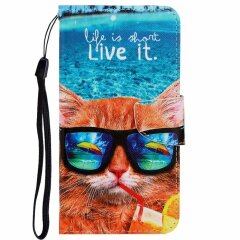 Чехол-книжка Deexe Color Wallet для Samsung Galaxy M11 (M115) - Lovely Cat Wearing Glasses