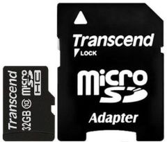 Карта памяти Transcend microSDHC 32Gb (10 class) c SD адаптером