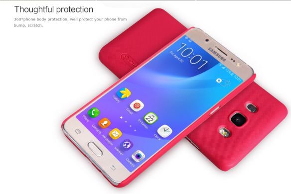 Пластиковая накладка NILLKIN Frosted Shield для Samsung Galaxy J5 2016 (J510) + пленка - Red
