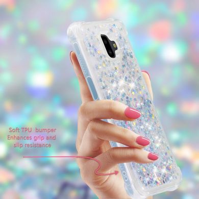 Силиконовый (TPU) чехол Deexe Liquid Glitter для Samsung Galaxy J6+ (J610) - Silver