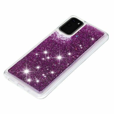 Силиконовый (TPU) чехол Deexe Liquid Glitter для Samsung Galaxy S20 (G980) - Purple