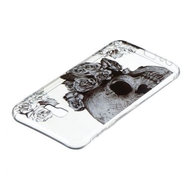 Силиконовый (TPU) чехол Deexe Pretty Glossy для Samsung Galaxy J4+ (J415) - Skull and Flowers