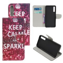 Чехол-книжка Deexe Color Wallet для Samsung Galaxy A70 (A705) - Quote Keep Calm and Sparkle