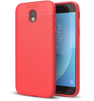 Защитный чехол Deexe Leather Cover для Samsung Galaxy J3 2017 (J330) - Red