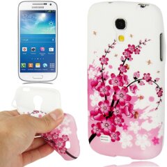 Силиконовая накладка Deexe Flower Pattern для Samsung Galaxy S4 mini (i9190) - Pink Flower