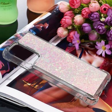 Силиконовый (TPU) чехол Deexe Liquid Glitter для Samsung Galaxy A52 (A525) / A52s (A528) - Pink