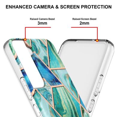 Защитный чехол Deexe Marble Pattern для Samsung Galaxy S22 - Blue
