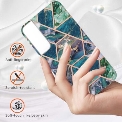 Защитный чехол Deexe Marble Pattern для Samsung Galaxy S22 - Blue / Green