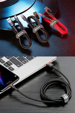 Кабель Baseus Cafule USB to MicroUSB (2.4A, 1m) CAMKLF-B91 - Black / Red