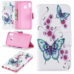 Чехол-книжка Deexe Color Wallet для Samsung Galaxy M20 (M205) - Butterfly and Flower