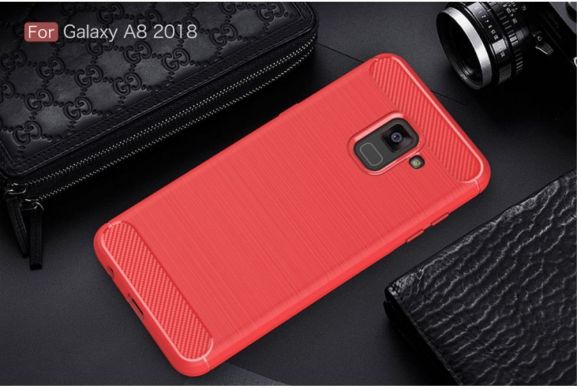 Защитный чехол UniCase Carbon для Samsung Galaxy A8 2018 (A530) - Red