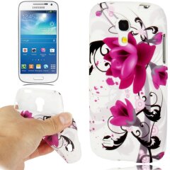 Силиконовая накладка Deexe Flower Pattern для Samsung Galaxy S4 mini (i9190) - Purple Flower
