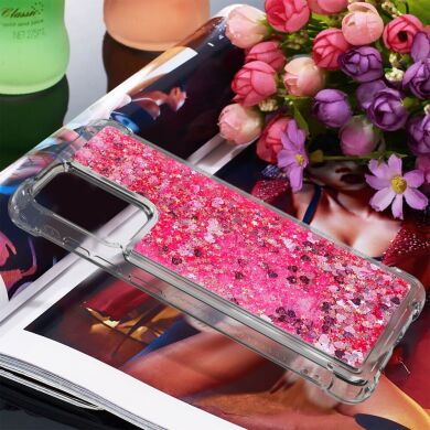 Силиконовый (TPU) чехол Deexe Liquid Glitter для Samsung Galaxy A52 (A525) / A52s (A528) - Rose