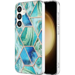 Защитный чехол Deexe Marble Pattern для Samsung Galaxy S24 Plus - Green