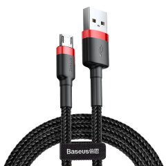 Кабель Baseus Cafule USB to MicroUSB (2.4A, 1m) CAMKLF-B91 - Black / Red