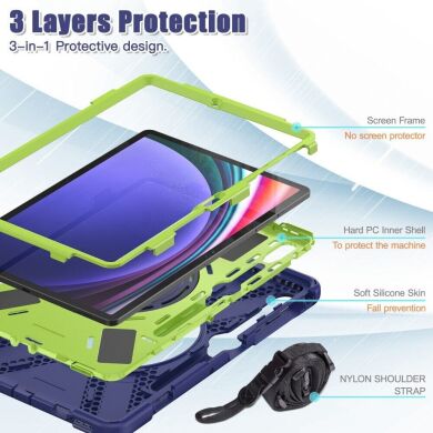 Защитный чехол Deexe Hand Grip X для Samsung Galaxy Tab S7 FE / S7 Plus / S8 Plus / S9 Plus (T730/736/800/806/970/975/810/816) - Black