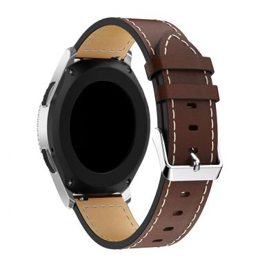 Кожаный ремешок Deexe Classic для Samsung Galaxy Watch 46mm / Watch 3 45mm / Gear S3 - Coffee