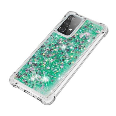 Силиконовый (TPU) чехол Deexe Liquid Glitter для Samsung Galaxy A52 (A525) / A52s (A528) - Green
