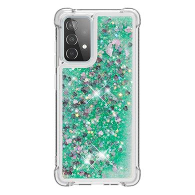 Силиконовый (TPU) чехол Deexe Liquid Glitter для Samsung Galaxy A52 (A525) / A52s (A528) - Green