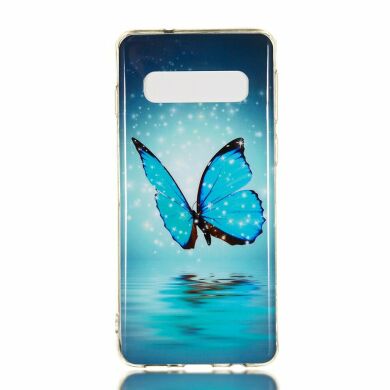 Силиконовый (TPU) чехол Deexe LumiCase для Samsung Galaxy S10 (G973) - Blue Butterfly
