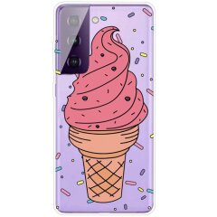 Силиконовый (TPU) чехол Deexe Pretty Glossy для Samsung Galaxy S21 FE (G990) - Pink Ice Cream