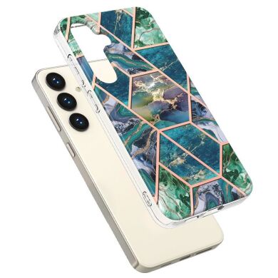 Защитный чехол Deexe Marble Pattern для Samsung Galaxy S24 Plus - Blue / Green