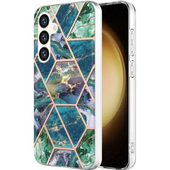 Защитный чехол Deexe Marble Pattern для Samsung Galaxy S24 Plus - Blue / Green