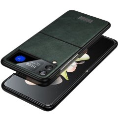 Захисний чохол SULADA Leather Case (FF) для Samsung Galaxy Flip 4 - Green