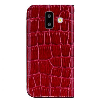 Чехол-книжка Deexe Glittery Crocodile для Samsung Galaxy J6+ (J610) - Red
