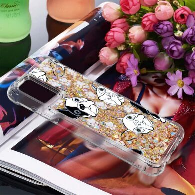 Силиконовая (TPU) накладка Deexe Fashion Glitter для Samsung Galaxy A03s (A037) - Back/White Puppy