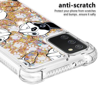 Силиконовая (TPU) накладка Deexe Fashion Glitter для Samsung Galaxy A03s (A037) - Cherry Blossom
