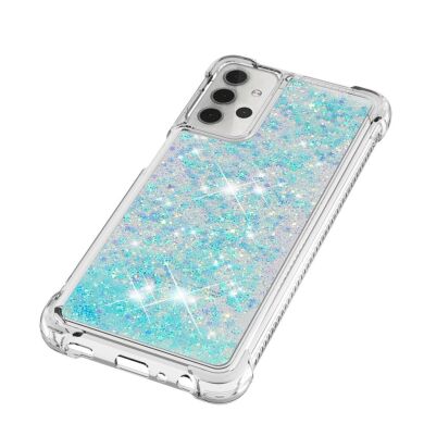 Силиконовый (TPU) чехол Deexe Liquid Glitter для Samsung Galaxy A32 5G (А326) - Baby Blue