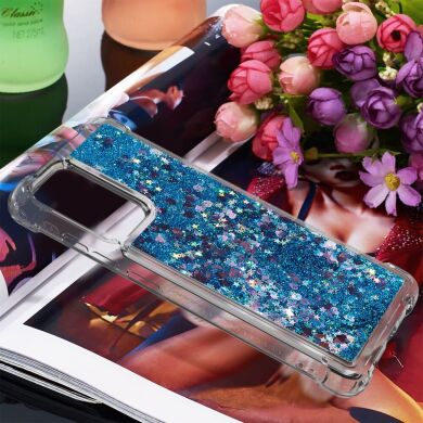 Силиконовый (TPU) чехол Deexe Liquid Glitter для Samsung Galaxy A52 (A525) / A52s (A528) - Blue
