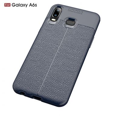Защитный чехол Deexe Leather Cover для Samsung Galaxy A6s - Dark Blue