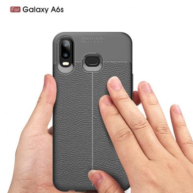 Защитный чехол Deexe Leather Cover для Samsung Galaxy A6s - Grey