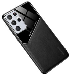 Защитный чехол Deexe Magnetic Leather Cover для Samsung Galaxy S21 Ultra (G998) - Black