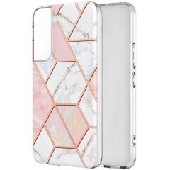Защитный чехол Deexe Marble Pattern для Samsung Galaxy S22 - White / Pink